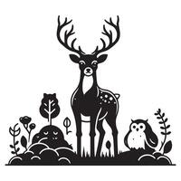 Deer silhouette flat illustration vector