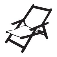 Beach Chair Silhouette Flat Illustration. vector