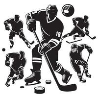 hockey silueta negro plano ilustración. vector