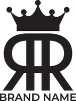 RR, RAR alphabet crown illustration vector