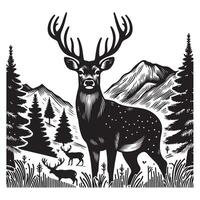 Deer silhouette flat illustration vector