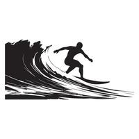 Surfing Silhouette Flat Illustration. vector