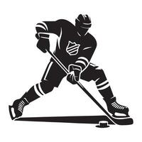 hockey silueta negro plano ilustración. vector