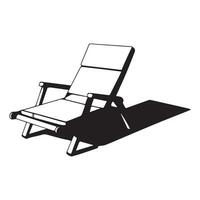 playa silla silueta plano ilustración. vector