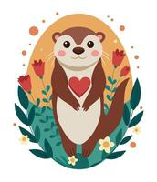 Cute Lovely Otter Character Design Illustration vector