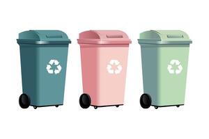 Flat illustration of street garbage bins vector