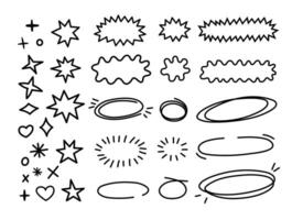 Scribble doodle line shapes set. Hand drawn design elements collection. Black brush strokes bundle. vector
