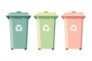 Flat illustration of street trash bins vector