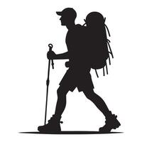 Flat hiking man illustration. vector