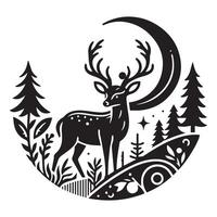 Deer silhouette flat illustration vector