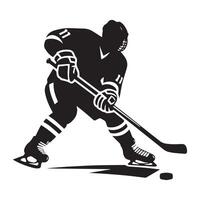 hockey silueta negro plano ilustración. vector