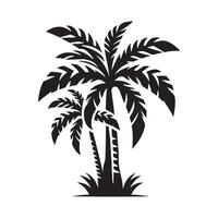 Palm trees Silhouette flat Illustration art. vector