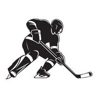 hockey silueta negro plano ilustración. vector