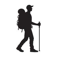 Flat hiking man illustration. vector