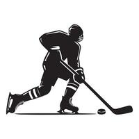 hockey silueta negro plano ilustración. vector