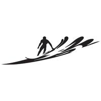 Surfing Silhouette Flat Illustration. vector