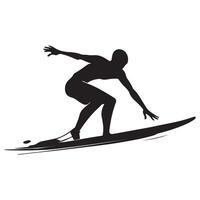 Surfing Silhouette Flat Illustration. vector