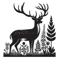 Deer silhouette flat illustration vector