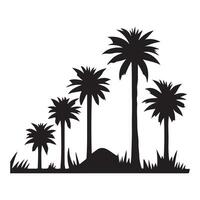 Palm trees Silhouette flat Illustration art. vector