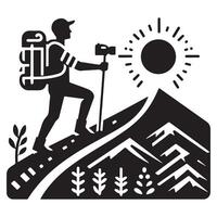 Flat hiking man illustration. vector