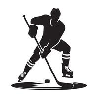 hockey silueta negro plano ilustración. vector