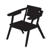 Beach Chair Silhouette Flat Illustration. vector