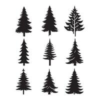 Pine tree silhouette illustration. vector