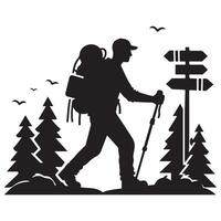 Flat hiking man illustration. vector