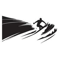 Surfing Silhouette Flat Illustration. vector