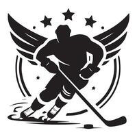 hockey silueta negro plano ilustración. vector