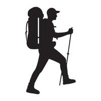 Flat hiking man illustration. vector