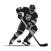 hockey silueta negro plano ilustración. vector