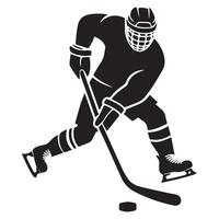 hockey silueta negro plano ilustración. vector