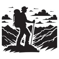 Flat hiking man illustration. vector