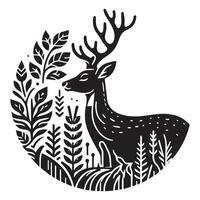 Deer silhouette flat illustration vector