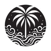 Palm trees Silhouette flat Illustration art. vector