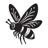 Bee silhouette black flat illustration vector