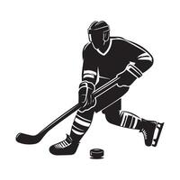 hockey silueta negro plano ilustración. vector