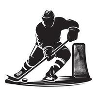 hockey silueta negro plano ilustración. vector