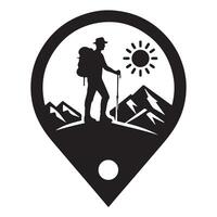 Flat hiking man illustration. vector