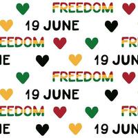 Seamless pattern for Juneteenth. Freedom Day in USA concept. hand drawn hearts in traditional african colors isolated on white background vector