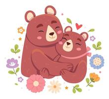 Bears hug.Two cute bears in love.Hug Day. vector