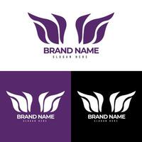 púrpura ala logo diseño vector