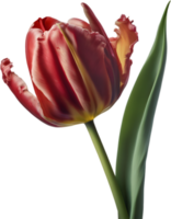 Close-up of a blooming tulip flower. AI-Generated. png