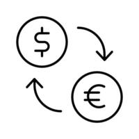 moneda con flecha denotando dinero intercambiar , moneda convertidor icono vector