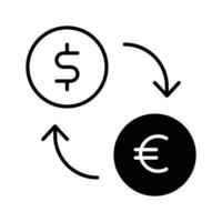 moneda con flecha denotando dinero intercambiar , moneda convertidor icono vector