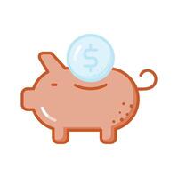 Piggy bank with dollar coin, trendy flat design of money savings vector