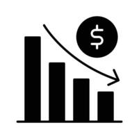 Down chart, financial loss, decrease chart design vector