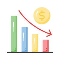 Down chart, financial loss, decrease chart design vector