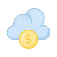 dólar con nube denotando icono de nube dinero, nube ganancias vector